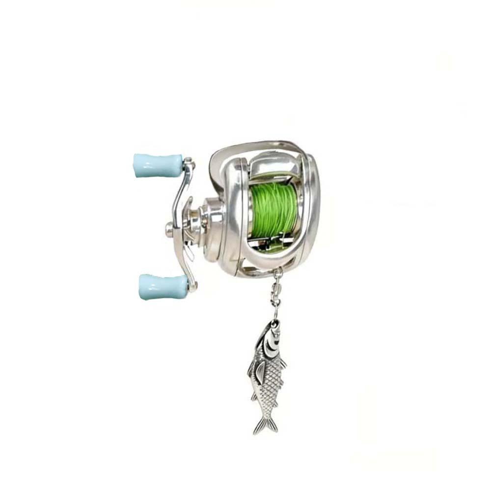 Rotatable Fishing Reel Necklace Luxury Men Neck Pendant Neck Chain Fishing Reel Ring  Fishermen