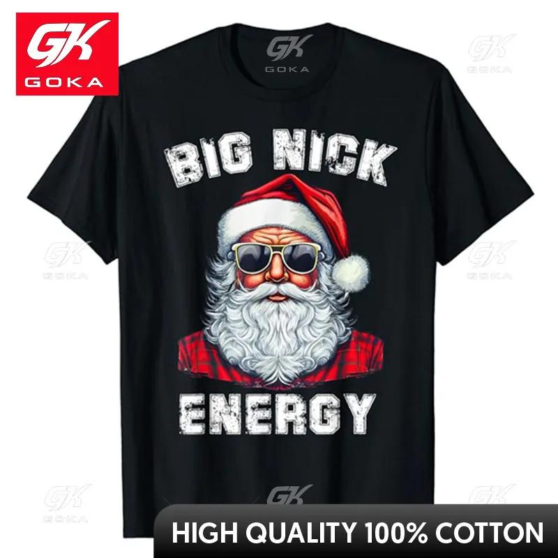 Big Nick Energy Funny Santa Christmas TShirt Xmas Costume Novelty Gifts Family Matching Outfits GOKA Tee Short Sleeve Blouses