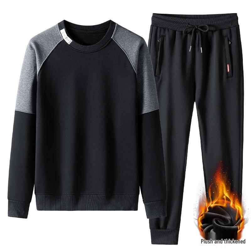 Men's Casual Sportswear Set: Autumn/Winter Trendy Plus Velvet Hoodie and Loose Pants