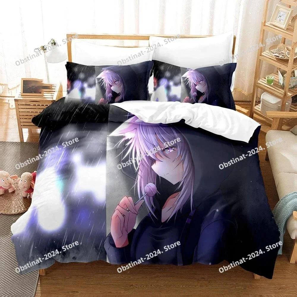Nekomata Okayu Bedding Set Printed single Comforter Quilt Bed Cover Duvet Cover Pillow Case 3 Pieces Sets Kids Adult Size