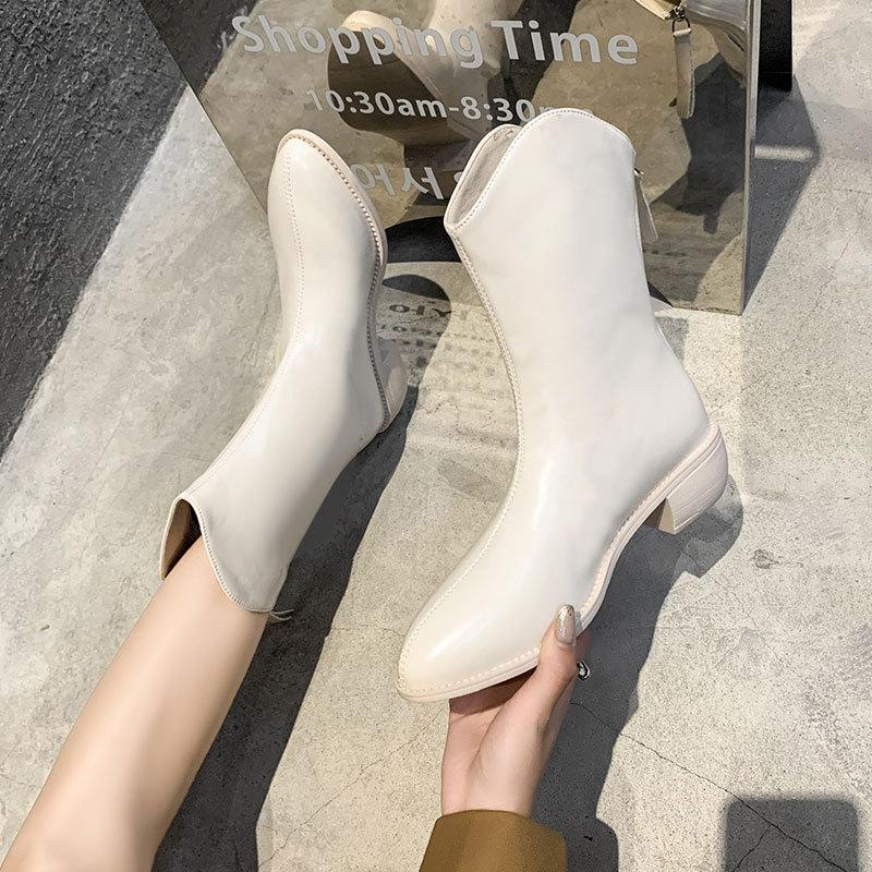 Pointed Martin Boots Women's New V-mouth Western Cowboy Spring and Autumn Single Boots Summer Thin Short Boots Women's Small