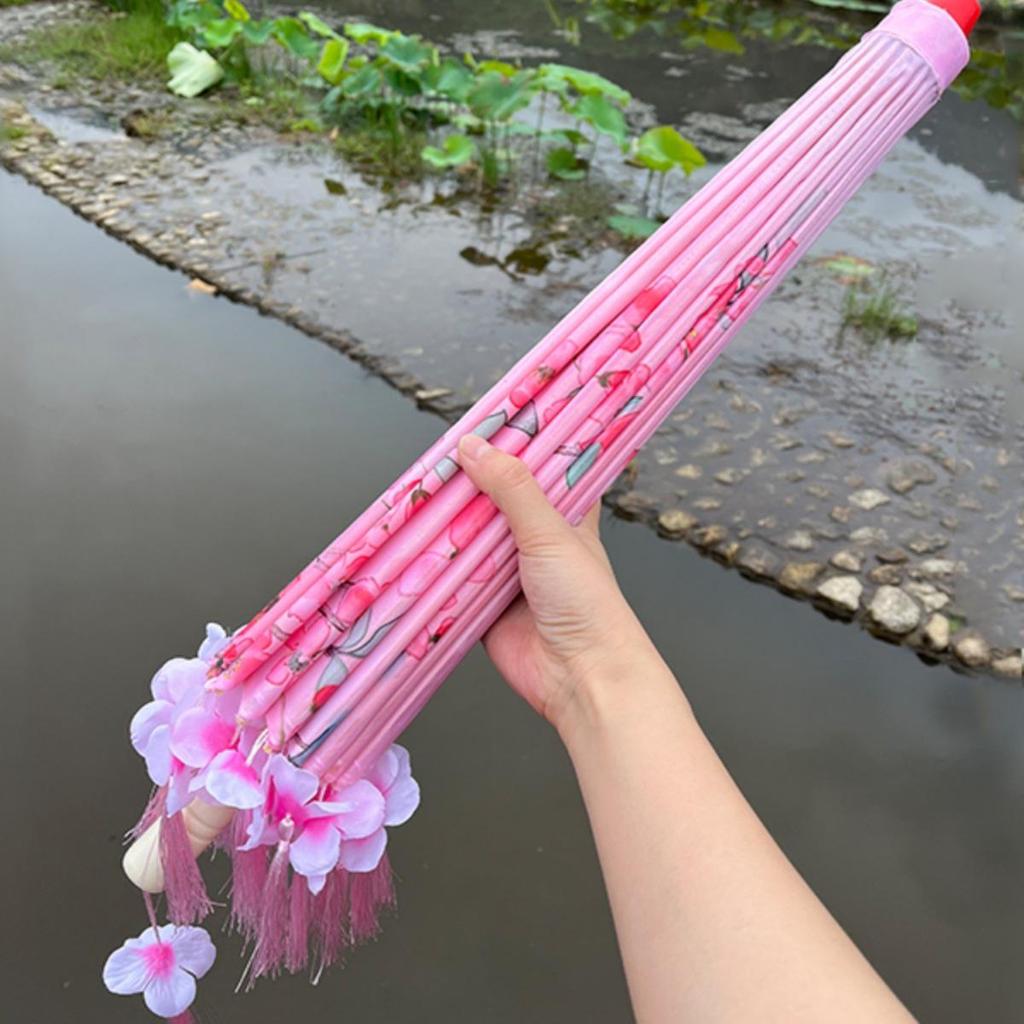 Vintage Petal Tassel Women's Silk Hanfu Dance Umbrella - Classical Oil Paper Runway Prop
