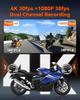 VANTRUE F1 Dashcam Moto 4K + 1080P (front and Rear), WiFi 5 GHz, GPS, IP67 Waterproof, German Voice Instructions, 24/7 Recording. Collision Detection