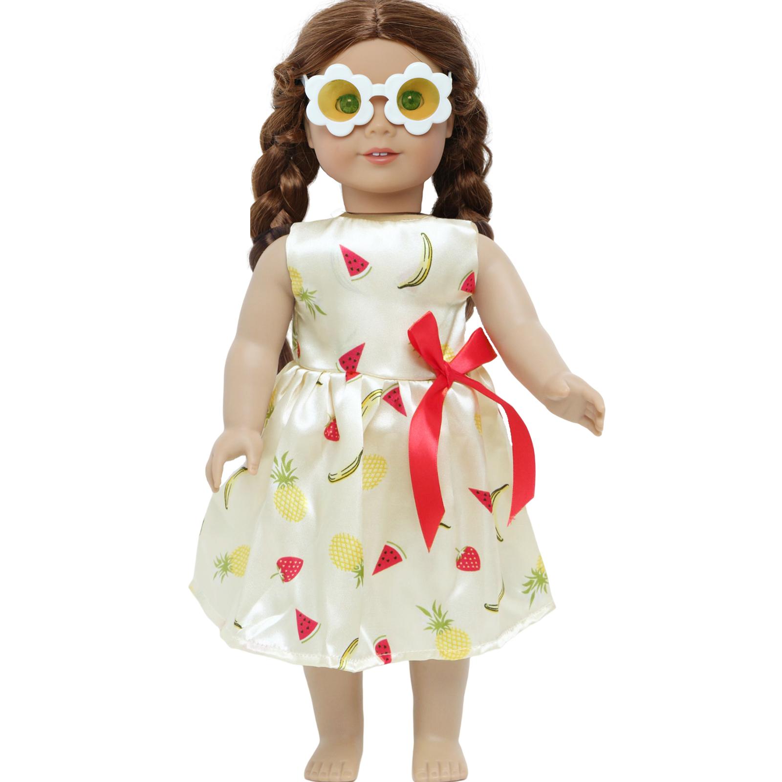

Платье для кукол 18 дюймов, одежда с очками, модный игровой набор, аксессуары для кукольного домика, наряд для куклы 45 см, игрушка для девочек, подарок на день рождения(НЕТ КУКЛ)
