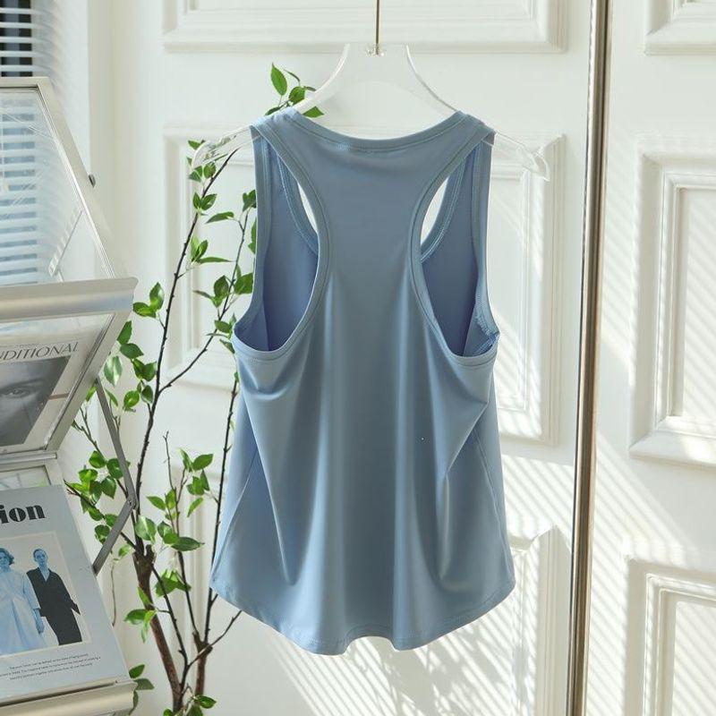 Women's Quick-Dry Sleeveless Yoga T-Shirt - Racerback, Loose, Breathable Fitness Top for Summer Running