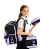 Purple Three-Piece Schoolbag For Female Junior High School Students, Large-Capacity Backpack, Lightweight Burden-Reducing Student Backpack