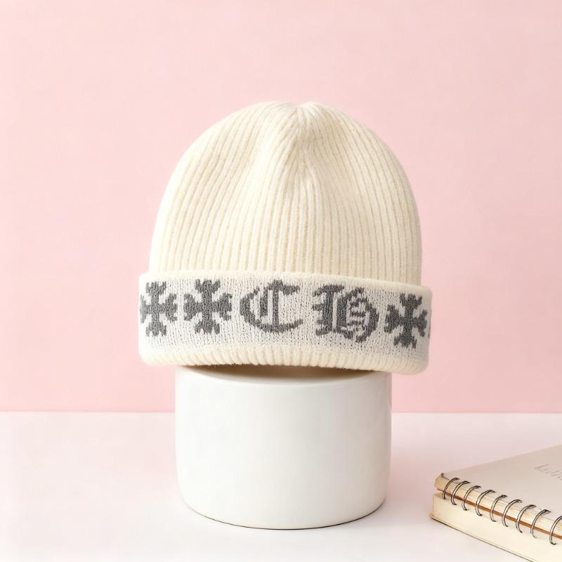 Toamnă și Iarnă Îngroșat pentru Păstrarea Căldurii Pălărie Tricotată Jacquard Femei Literă Păstrarea Căldurii Circumferință Mare a Capului Pălărie Mao Baotou cu Linie