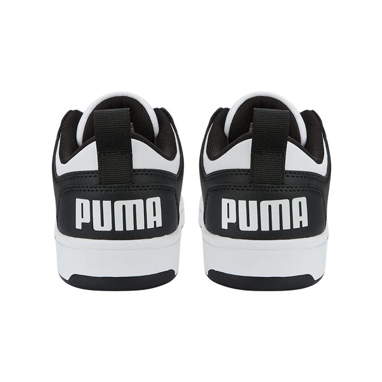 Puma Rebound Layup Low Top Sneakers Black And White Youth Kids Sneakers 370490-16