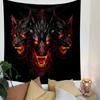 "Fiery Three-Headed Wolf Design" Patterned Tapestry Decorative Wall Hanging, Home Bedroom Living Room Decor