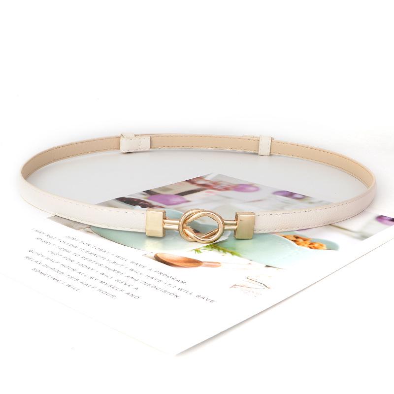 Women's Leather Decorative Buckle Pull-Through Waistband Belt for Skirts and Suits - Punch-Free Design.
