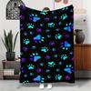 Soft & Warm Cozy Flannel Throw Blanket - Colorful Dog Paw Print Durable for Couch Naptime Camping & Travel