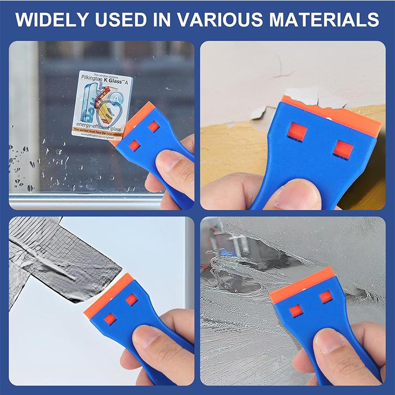 2Pcs Plastic Razor Blade Scrapers Glue Remover with 20Pcs Blades Car Glass Cleaning Razor Scraper for Removing Stickers Labels