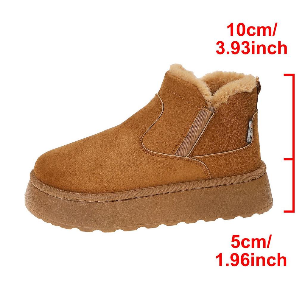 Plus Size Women's Thick Sole Winter Snow Boots - Fur-Lined, Low Cut, Warm Velvet Style