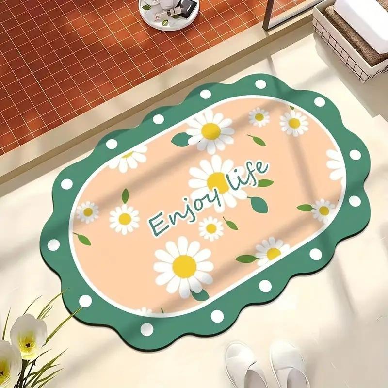 Small and Fresh Ins Diatom Mud Mat Water Absorption and Dirt Resistance Door Mat Foot Pad Bathroom Bathroom Strong Absorbent Foot Pad