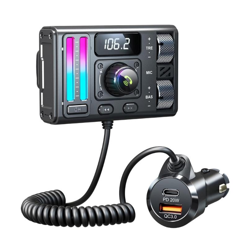 

Bluetooth-compatible FM Transmitter for Car,PD20W + QC3.0 Radio Music Adapter Charging,Handsfree Call Adapter 1