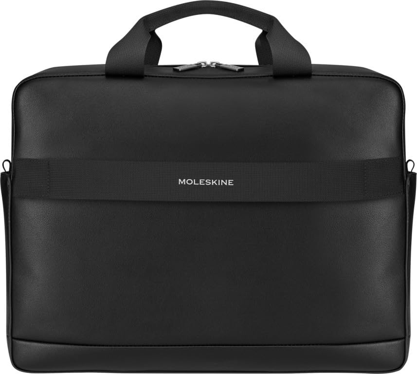 Moleskine Classic Slim Briefcase, Men's, Black, Fits 15-inch Laptop, Includes Shoulder Strap