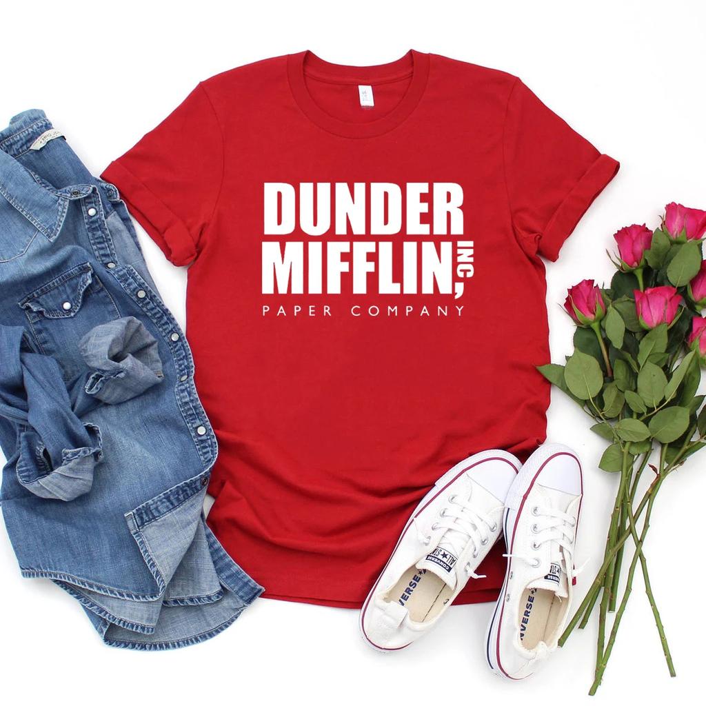 Koszulka Dunder Mifflin Prezent z Biura Koszulka Dwighta Schrute Koszulka z Zabawnego Serialu Koszulka Dunder Mifflin Paper Company Damskie Koszulki
