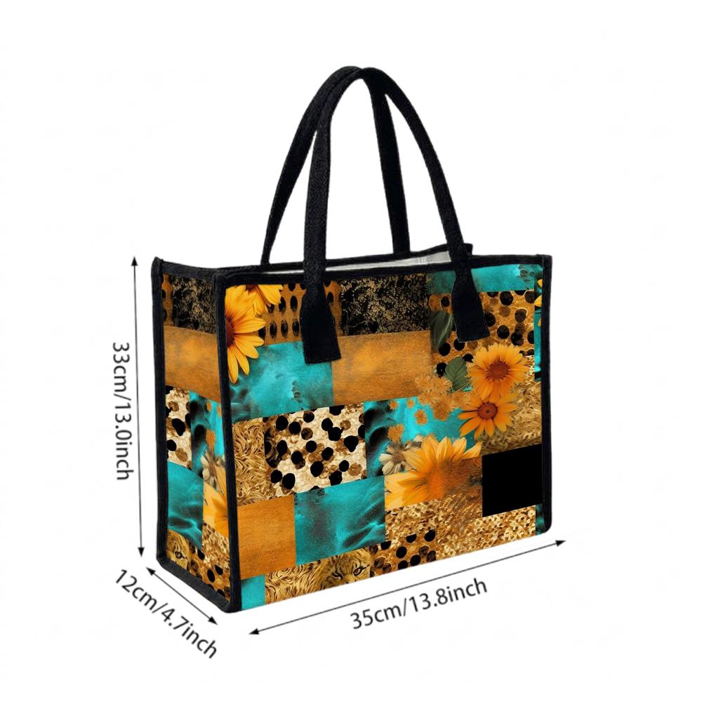 Sunflower Patchwork Casual Tote Bag Large Capacity Daily Handbag for Women