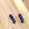 Lapis Lazuli 925 Silver Threader Earrings, Gemstone Women Handmade Fringe Earrings
