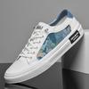 Men's Board Shoes Breathable Thin Men's Casual Shoes Fashion Creative Leather Men's Shoes Versatile Leather Shoes Men's White and Blue