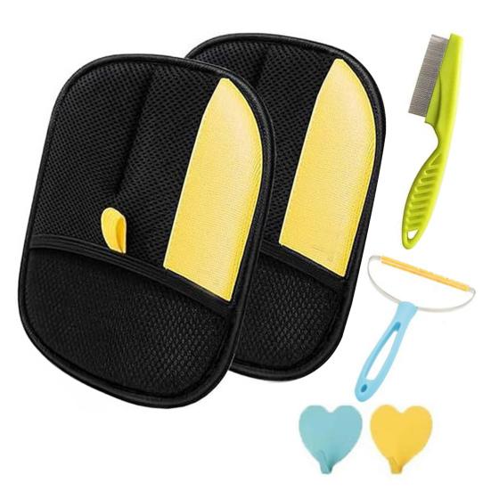 5Pcs/Set Pet Hair Remover Reusable Electrostatic Dogs Cats Hair Removal Gloves Lint Removal Tool for Clothing Furniture Car Seats
