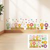 Autocollant d'angle de mur floral herbe verte Fleurs Papillons Base d'herbe Ligne de plinthe Autocollants muraux pour salon chambre à coucher salle à manger