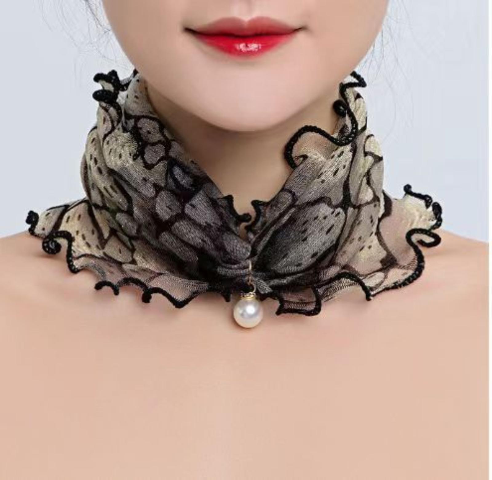 

Pearl Mesh Pullover Scarf For Women, Neck Warmer, Thin And Stylish For Spring And , Decorative Scarf One Size