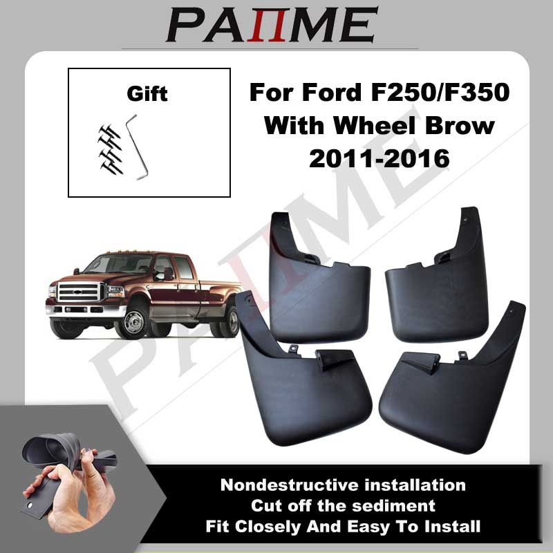 

Автомобильные брызговики, передние и задние брызговики, крыло для Ford F250/F350 с колесом Brow 2011-2016, 4 шт., литые всплески