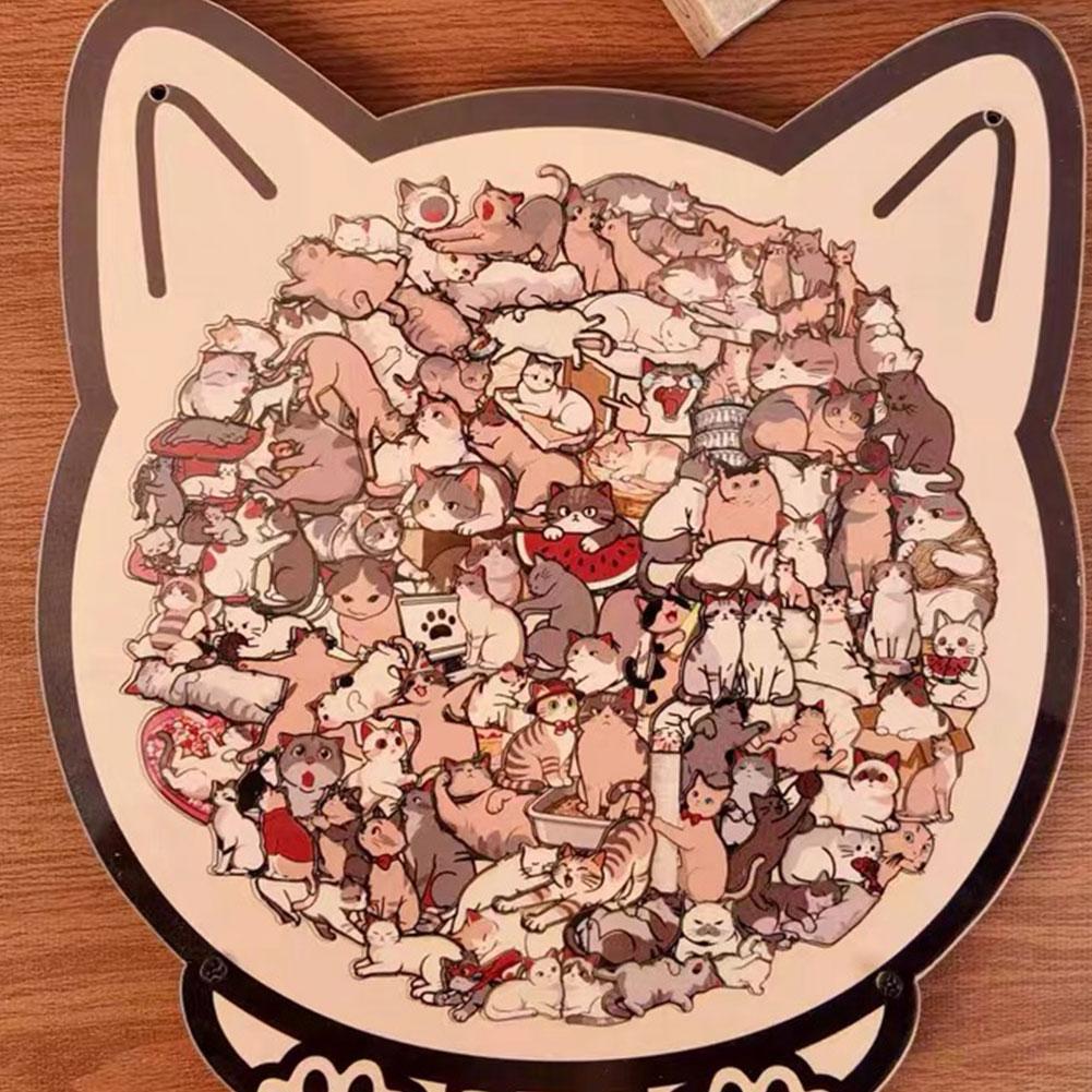 Unique Wooden Cat Jigsaw Puzzle for Adults, Challenging Animal Puzzle with Cute Cat Shapes, Perfect Gift for Cat Lovers & Home