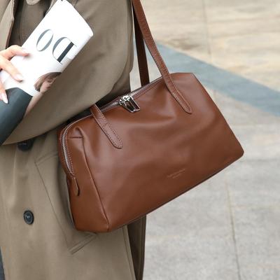 Crystal Vegetable-Tanned Cowhide Leather Crossbody Handbag - 2025 Autumn/Winter Soft Shoulder Tote