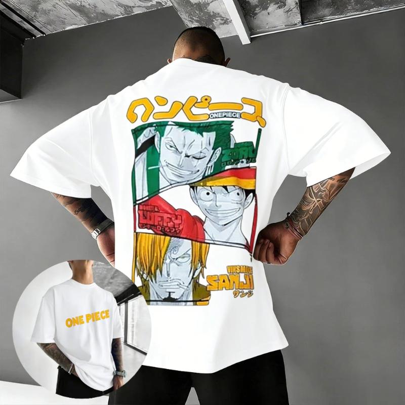 Unisex One Piece Anime T Shirt Men Women Luffy Zoro Sanji Graphic Tee 2026 Summer Cotton Short Sleeve Tee Streetwear Casual Tops