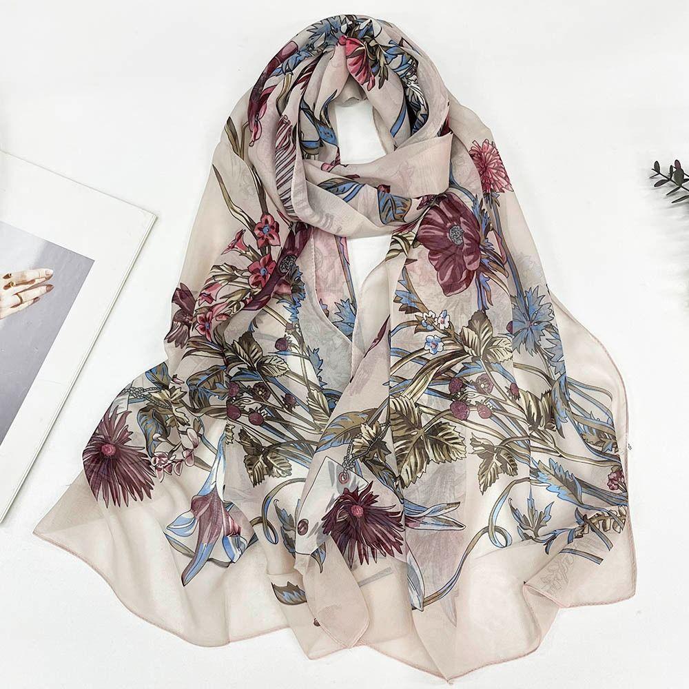 Sun-Resistant Beach Shawl Breathable Long Wraps Portable Silk Scarf  for Women