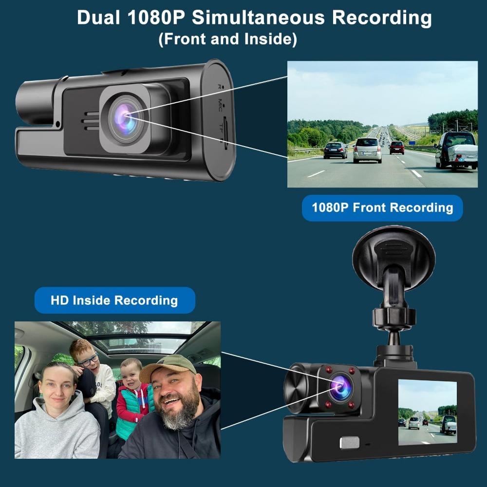 1080P Dual Dash Camera for Car Front and Inside Dashcam Car Security Video Recorder,170°Wide Angle Vehicle Cam,WDR,G-Sensor,2’’