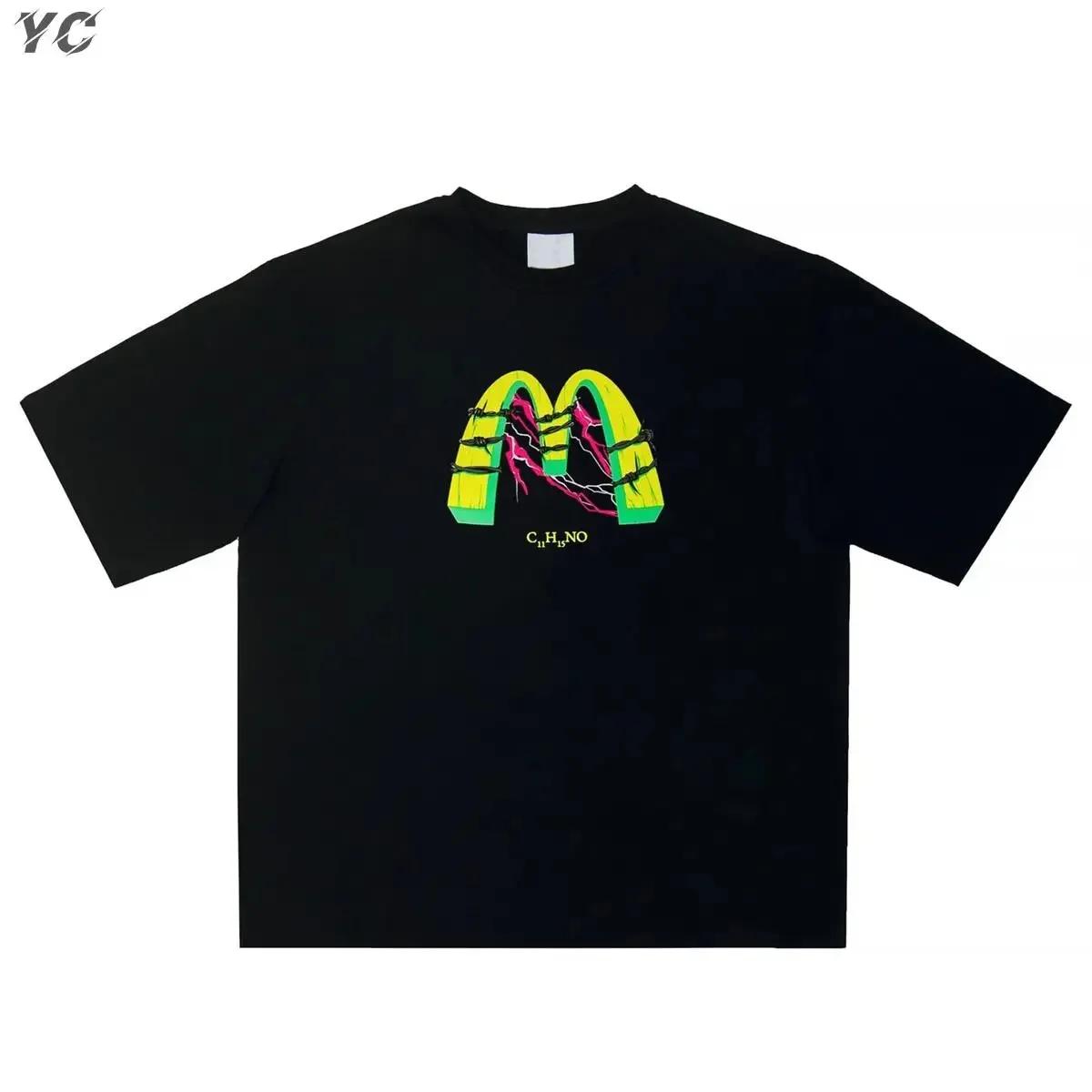 

Модная мужская футболка в стиле хип-хоп Harajuku с забавным графическим принтом и короткими рукавами, повседневная хлопковая футболка большого размера для мужчин и женщин L