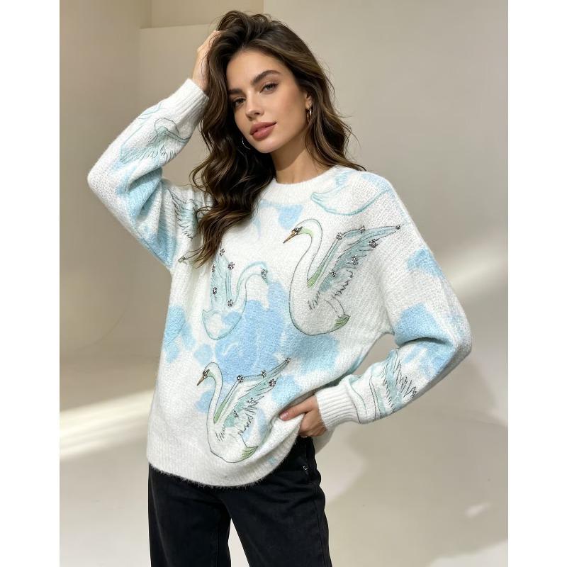 2026 Herbst Damen Bunte Pullover Stricken Basic Mode Rundhals Stil Locker Pullover Sweater