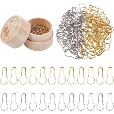 100 Adet Emniyet Ampul Pimleri, Kabak Pimleri Dikiş İşaretleyiciler Metal Calabash Pimleri Armut Şekli Örgü Pimleri Ahşap Kutu ile Tığ Işi Giyim Etiketi DIY