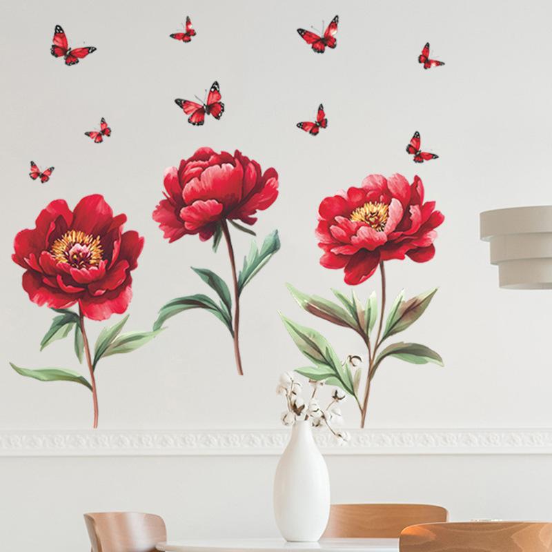 Creative Flower Butterfly Wall Stickers Self-Adhesive Decal for Bedroom Living Room Study Home Decor