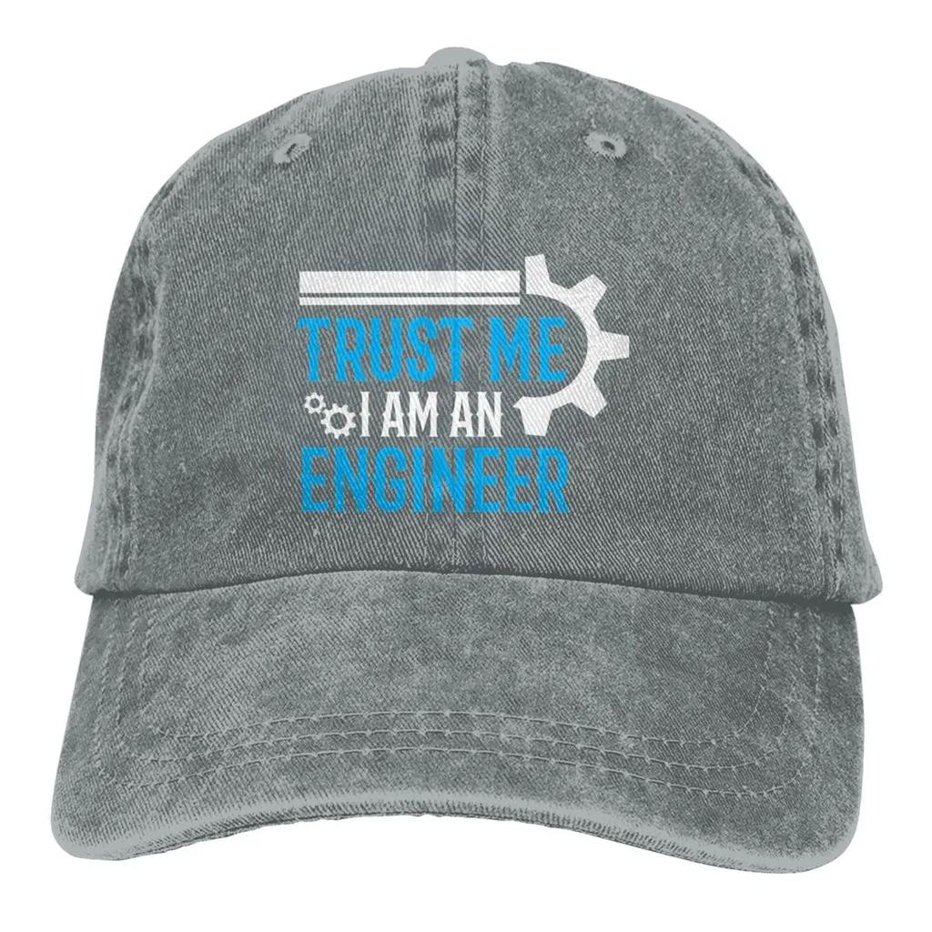 Trust Me I Am Engineer Baseball Cap Blue Logo Streetwear Unisex Men Washed Trucker Hat Breathable Design Cap