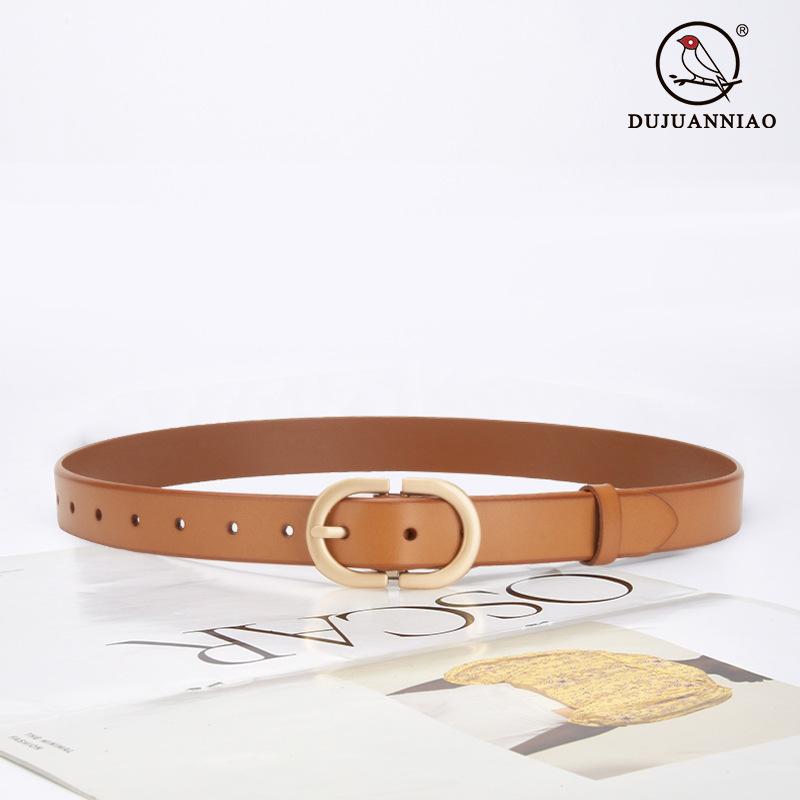Four Seasons Available New Retro Belt Women'S Needle Buckle Genuine Leather Belt Women'S Versatile Cowboy Decorative Head Layer Cow Belt