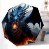 1pc Blue Dragon Breathing Fire Cartoon Umbrella, Portable 3-Fold Compact Umbrella, Suitable for Camping, Hiking and Travel, Ideal Easter Birthday