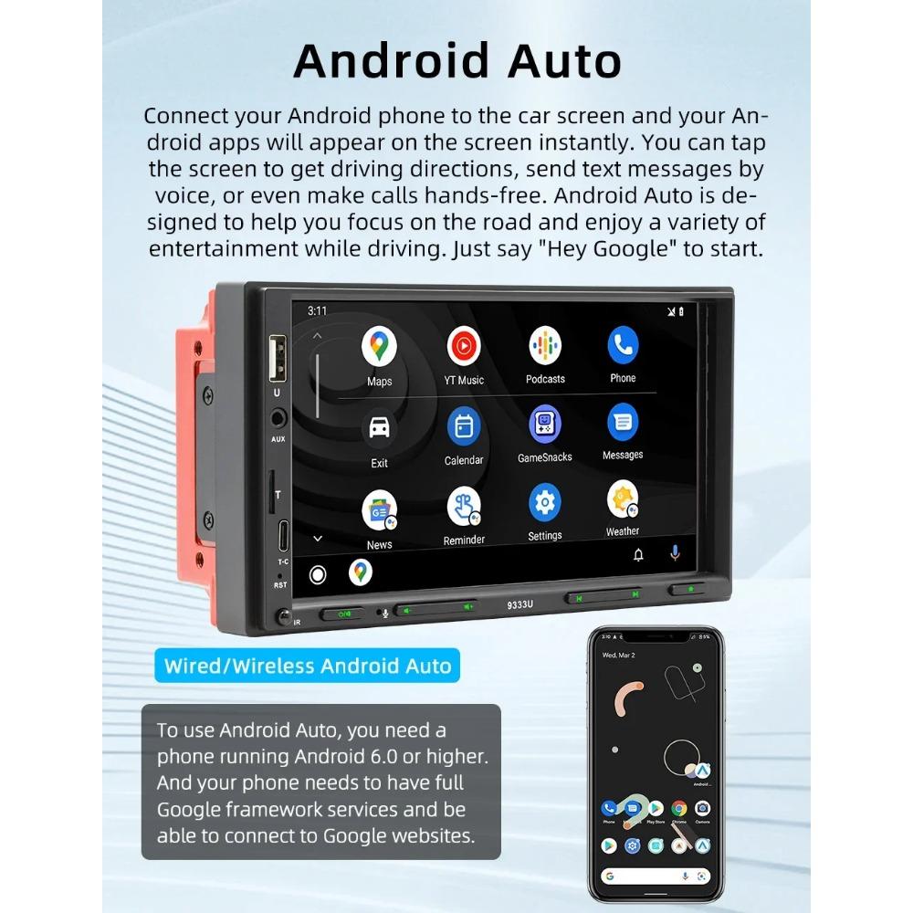 TOYOUSONIC 2 Din Autoradio Car Radio USB TF FM BT Type-C Carplay Android Auto Audio 7 Inch Touch Screen MP5 Multimedia Player
