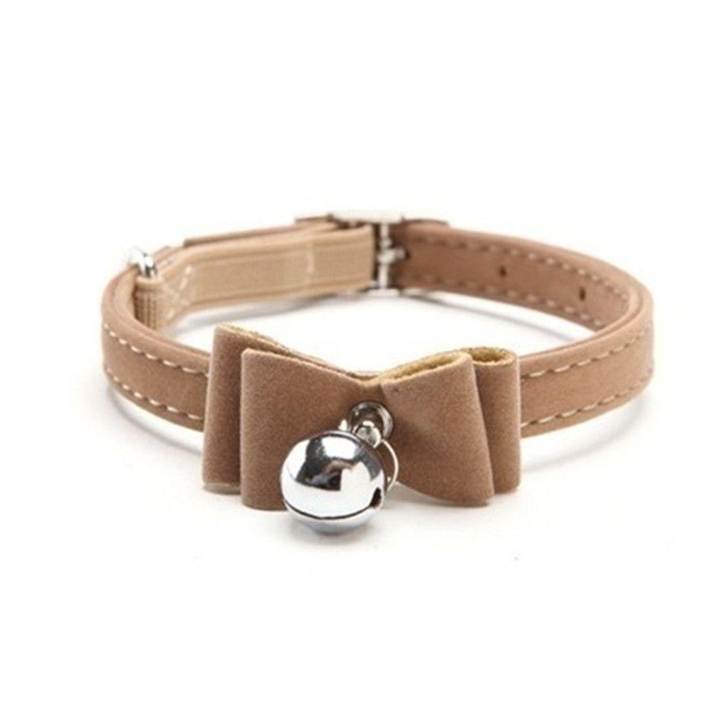 

Модные маленькие ошейники для кошек с колокольчиками, бархатное ожерелье с бантом для питомца, галстук-бабочка для собак бежевый