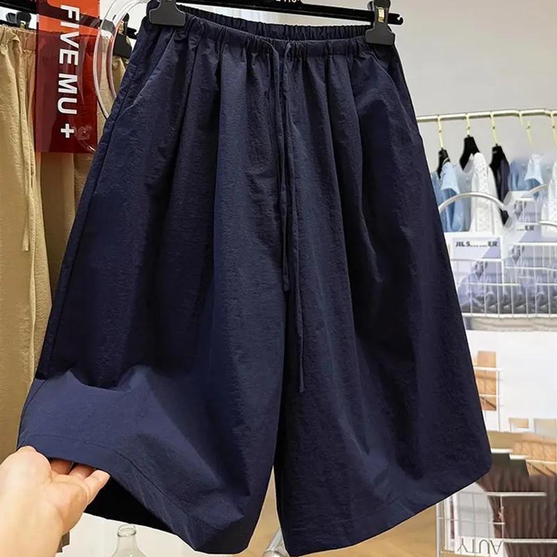 Shorts Pants Women Summer Solid Color Vintage Loose Large Size Casual Wide Leg Pants Shorts
