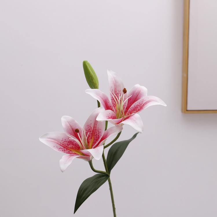 Simulated 3-head lily 3D film fake flower home living room decorative flower