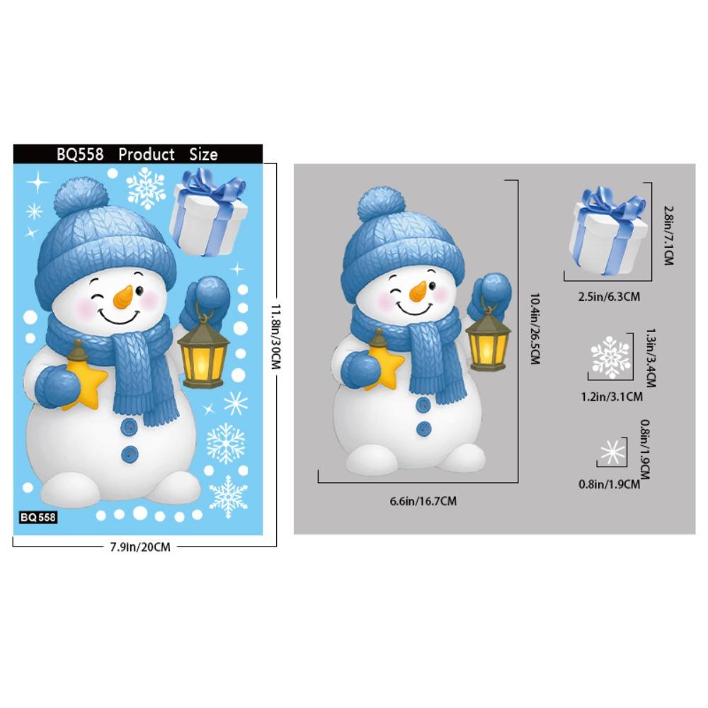 Christmas Static Cling Window Stickers Santa Snowman Reindeer Snowflake Designs for Windows Store Displays Holiday Party Decor
