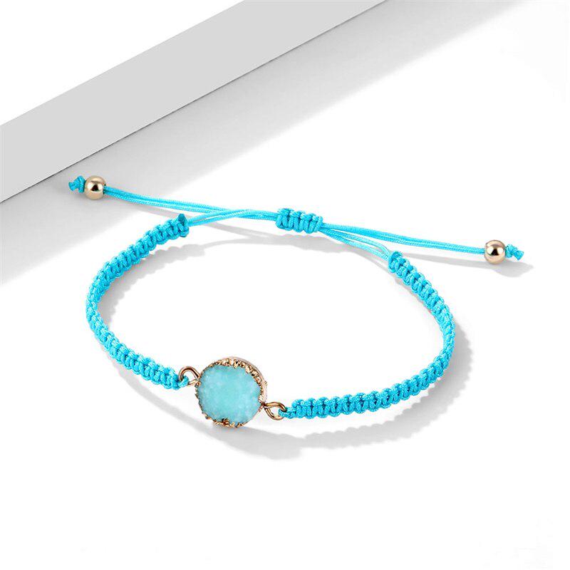 Charms Stone Bead Weave Rope Bracelets Women Girl Boho Handmade Party Gifts Jewelry