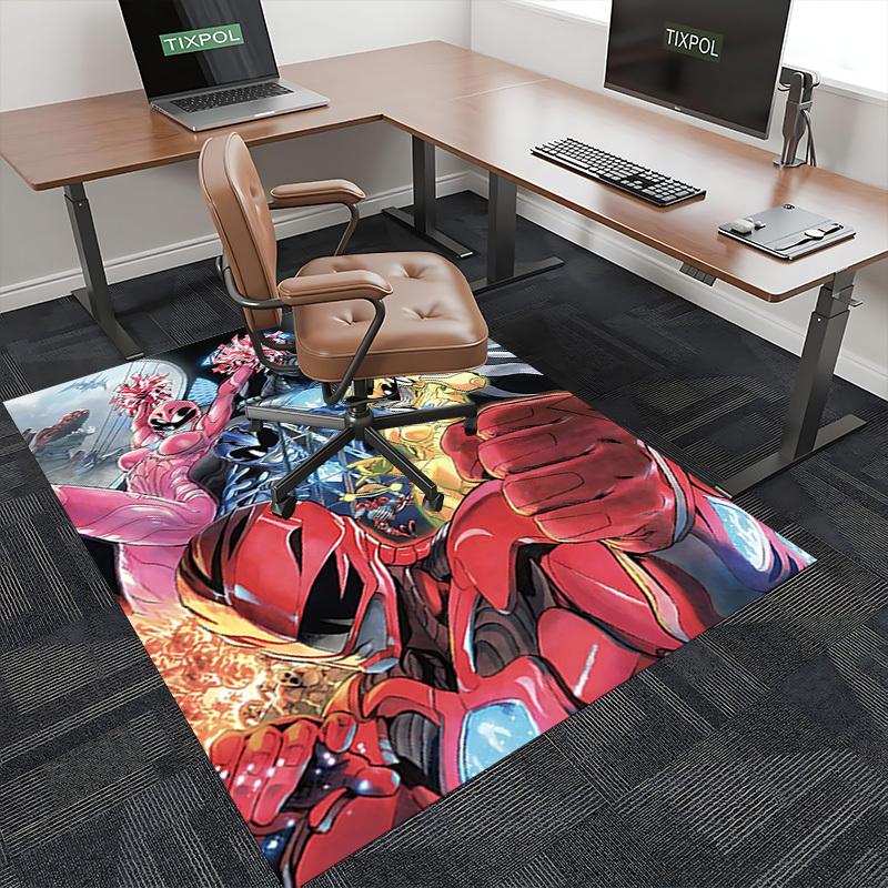 1 Stück Power Rangers Anime Cartoon Design Bürostuhlmatte Rutschfeste Teppichmatte für Heimdekoration, Wohnzimmer, Schlafzimmer, Spielzimmer - Perfektes Geschenk für Fans.T017