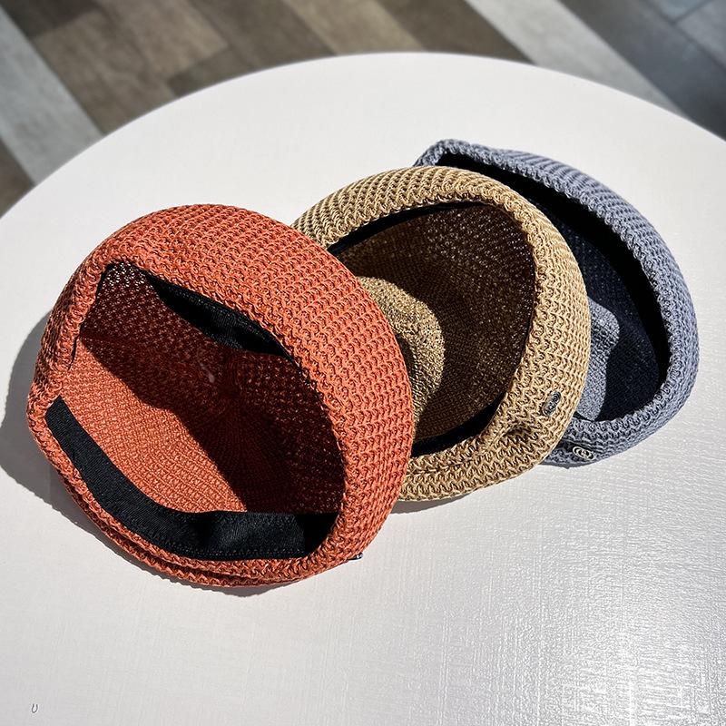 Panamwomen'S Breathable Knitted Beret, Fashionable And Elegant Painter Newspaper Children'S Hat Cap H