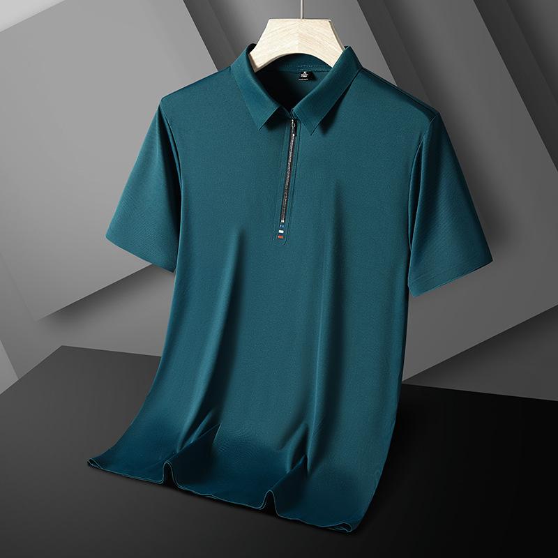 Summer Zipper Polo Shirt Men's Summer T-shirt Short Sleeved Polo Shirt Short Sleeved T-shirt