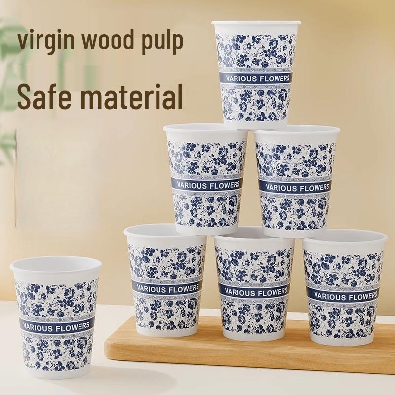 Xihe Disposable White Paper Cups 250ml (100 Count)